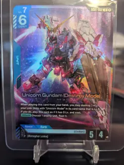 Gundam Card Game Newtype Rising Unicorn Gundam (Destroy Mode) GD01-002 LR - Image 1