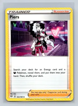 Piers #165/189 SWSH03: Darkness Ablaze Uncommon - Pokemon Card D34 - Image 1