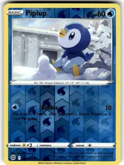 Pokemon Card Brilliant Stars Reverse Holographic Piplup 035/172 NM - Image 1