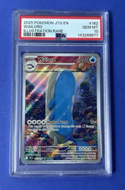 2025 Pokemon JTG EN Wailord Illustration Rare #162 PSA 10 GEM MT - Image 1