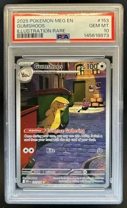 2025 Pokemon Mega Evolution Gumshoos Illustration Rare #153/132 PSA 10 GEM MINT - Image 1