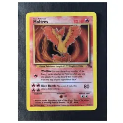 Pokemon Moltres 27/62 Fossil Unlimited Regular Rare 70HP Basic TCG Card - Image 1