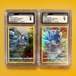 Two Graded Pokemon Cards. Riolu And Kingdra. CGC Graded 8 And 9. - Image 1