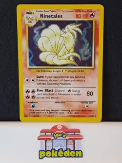 Pokemon TCG Ninetales Holo Unlimited Holo Rare Card Base Set 12/102 - MP - Image 1