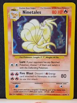 Pokemon TCG Ninetales Holo Unlimited Holo Rare Card Base Set 12/102 - MP - Image 2