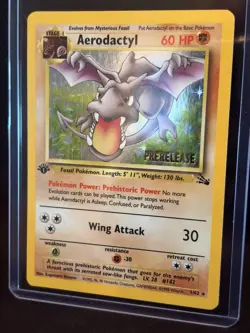 Pokemon Card Aerodactyl 1/62 1st Edition - Vintage PRERELEASE Fossil Holo Rare! - Image 1