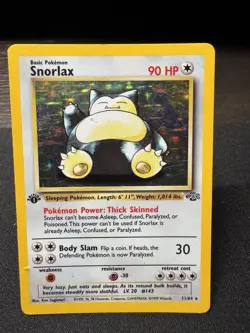 Pokemon Snorlax 1st Edition Holo Rare Jungle 11/64 90 HP Wizards 1999 Card - Image 1