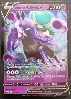 Shadow Rider Calyrex v 074/198 Chilling Reign Holo Pokemon Card NM Condition - Image 1