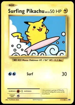 Pokemon Surfing Pikachu Secret Rare XY - Evolutions 111/108 NM - Image 1