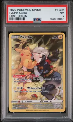 2022 Pokemon Sword & Shield Lost Origin Fa/Pikachu Lost Origin #TG05 PSA 7 - Image 1