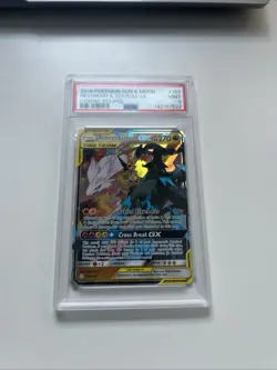 Pokemon 2019 Cosmic Eclipse Reshiram & Zekrom GX 157/236 TAG TEAM Holo PSA 9 - Image 1