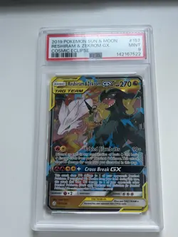 Pokemon 2019 Cosmic Eclipse Reshiram & Zekrom GX 157/236 TAG TEAM Holo PSA 9 - Image 3