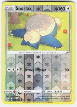 Snorlax 206/264 Common Fusion Strike Pokemon Reverse Holo Lightly Played - Image 2