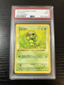 CATERPIE 1999 POKEMON GAME BASE SET 1ST EDITION COMMON 45/102 PSA 9 GRADED SLAB - Image 1