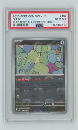 2023 Pokemon SV2a JP Master Ball Reverse Holo PSA 10 Ditto #132 PSA 10 - Image 1