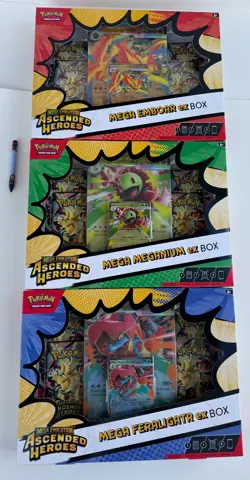 Pokemon Mega Evolution Ascended Heroes Ex Box Set of 3 Factory Sealed IN HAND - Image 1