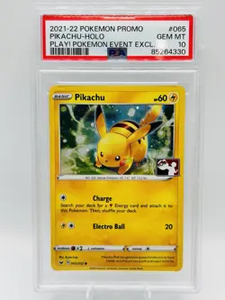 PSA 10 Pikachu 065/202 Event EXCLUSIVE League Promo Cosmo Holo Pokemon Stamped - Image 2