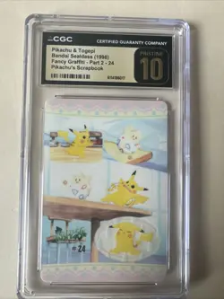 Pokemon CGC Pristine 10 Pikachu & Togepi Bandai Sealdass Fancy Graffiti 1998 - Image 1