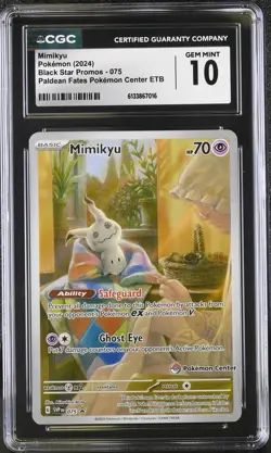 2024 SVP BLACK STAR PROMO #075 MIMIKYU PALDEAN FATES (Pokemon Center) ETB CGC 10 - Image 1