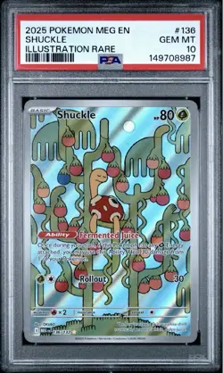 Shuckle 136/132 Illustration Rare Me01: Mega Evolution Pokemon Holo PSA 10 - Image 3