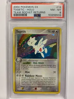 Pokemon PSA 8 Togetic 14/109 EX Team Rocket Returns Holofoil Rare 2003 Holo - Image 1