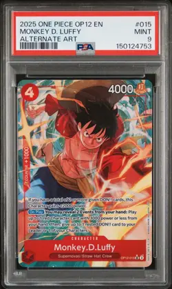 2025 ONE PIECE OP12-LEGACY OF THE MASTER ALTERNATE ART MONKEY D. LUFFY PSA 9 - Image 1