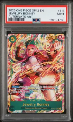 2025 ONE PIECE OP12 LEGACY OF THE MASTER ALTERNATE ART JEWELRY BONNEY PSA 9 - Image 1