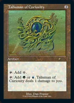 Talisman of Curiosity Foil Etched Secret Lair Dan Frazier MTG Magic Green Blue - Image 1