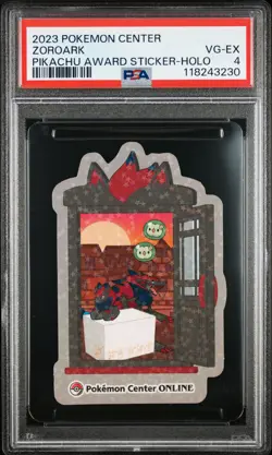 2023 POKEMON CENTER PIKACHU AWARD DELIVERY! STICKER HOLO ZOROARK PSA 4 - Image 1