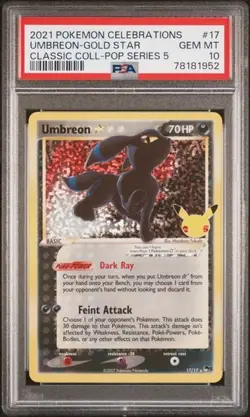 2021 POKEMON CELEBRATIONS CLASSIC COLLECTION #17 UMBREON-GOLD STAR PSA 10 - Image 1