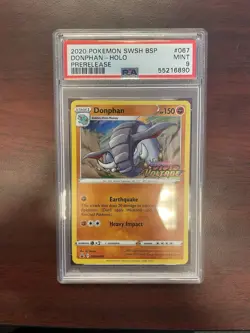 Pokemon TCG Donphan 2020 Holo 67 Prerelease PSA 9 Mint Vivid Voltage - Image 1