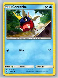Carvanha #27/145 SM - Guardians Rising Common - Pokemon Cards E11 - Image 1