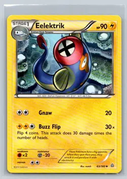 Eelektrik #63/160 XY - Primal Clash Uncommon - Pokemon Cards E14 - Image 1