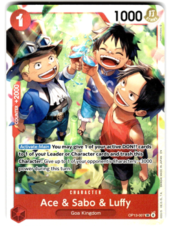 One Piece Carrying On His Will Card OP13-007 Ace & Sabo & Luffy - Image 1