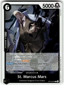 One Piece Carrying On His Will Card OP13-091 St. Marcus Mars - Foil - Image 1