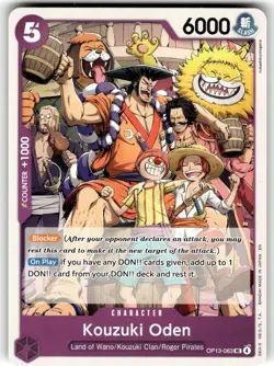 One Piece Carrying On His Will Card OP13-063 Kouzuki Oden - Image 1