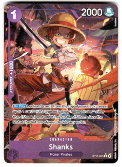 One Piece Carrying On His Will Card OP13-065 Shanks - Alternate Art - Image 1