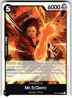 One Piece The Azure Sea's Seven Release Event Card OP14-094 Mr.5 (Gem) - Image 1