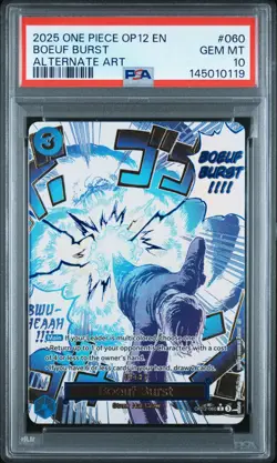 2025 ONE PIECE OP12-LEGACY OF THE MASTER ALTERNATE ART #060 BOEUF BURST PSA 10 - Image 1