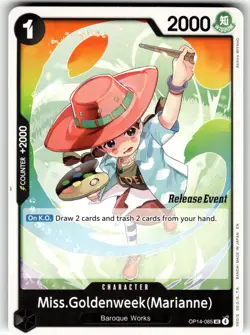 One Piece Promotion Release Event Card OP14-085 Miss. Goldenweek (Marianne) - Image 1