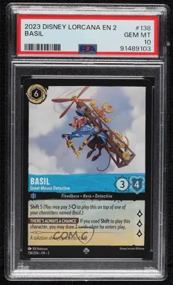 2023 Disney Lorcana - Rise of the Floodborn 2 Basil Great Mouse Detective PSA 10 - Image 1