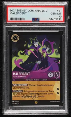 2023 Disney Lorcana - Into The Inklands 3 Maleficent Mistress of All Evil PSA 10 - Image 1