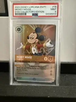 Disney Lorcana Mickey Friendly Face Alt Art D100 Collector's Edition PSA 9 - Image 1
