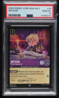 2023 Disney Lorcana - Rise of the Floodborn 2 Arthur Wizard's Apprentice PSA 10 - Image 1
