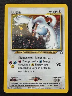 Pokemon Lugia 9/111 Neo Genesis Unlimited Holo Rare Basic 90HP TCG Card - Image 1