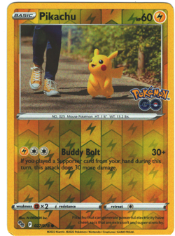 Pikachu 27/78 Pokemon GO Set Reverse Holo Common Pokemon Card TCG 2022 - Image 1