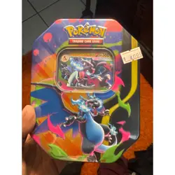 Pokemon TCG Mega Charizard X ex Tin 4 Booster Packs & Promo Card NEW SEALED - Image 1