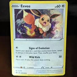 Eevee SWSH042 LP/NM Black Star Promo Cosmos Holo Pokemon Card angry madge 042 42 - Image 1