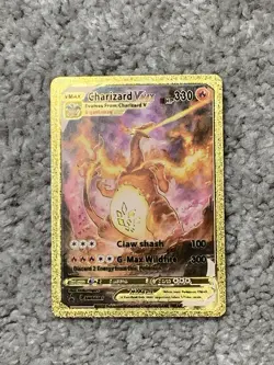 Charizard VMax HP330 Claw Slash Rare Gold Accent Foil Fan Art Cards - Image 1