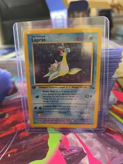 Pokemon TCG Lapras 1st Edition Fossil Holo Unlimited Rare Card 10/62 - Image 1